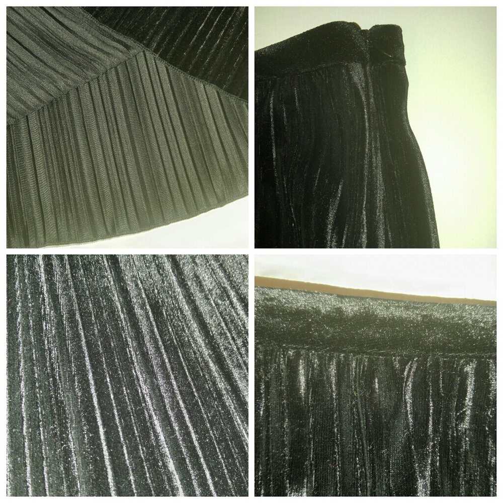 πHP!ππNWT Sanctuary Black Velvet Pleated Skirt - Picture 3 of 5